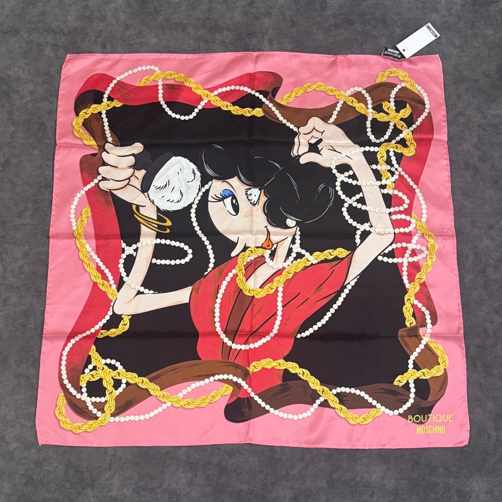 NWT Women BOUTIQUE MOSCHINO Olive Oyl
Getting Ready for A Party Fun Silk Scarf